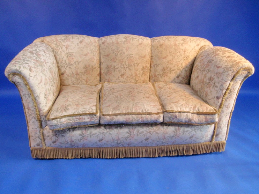 Appraisal: A 's and later re-upholstered drop arm sofa