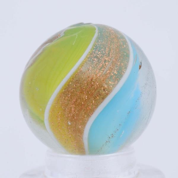 Appraisal: Baby Blue Yellow Ribbon Lutz Marble Nice example with wide