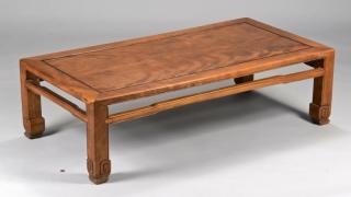 Appraisal: Chinese Hardwood Low Table Chinese hardwood low table having exposed