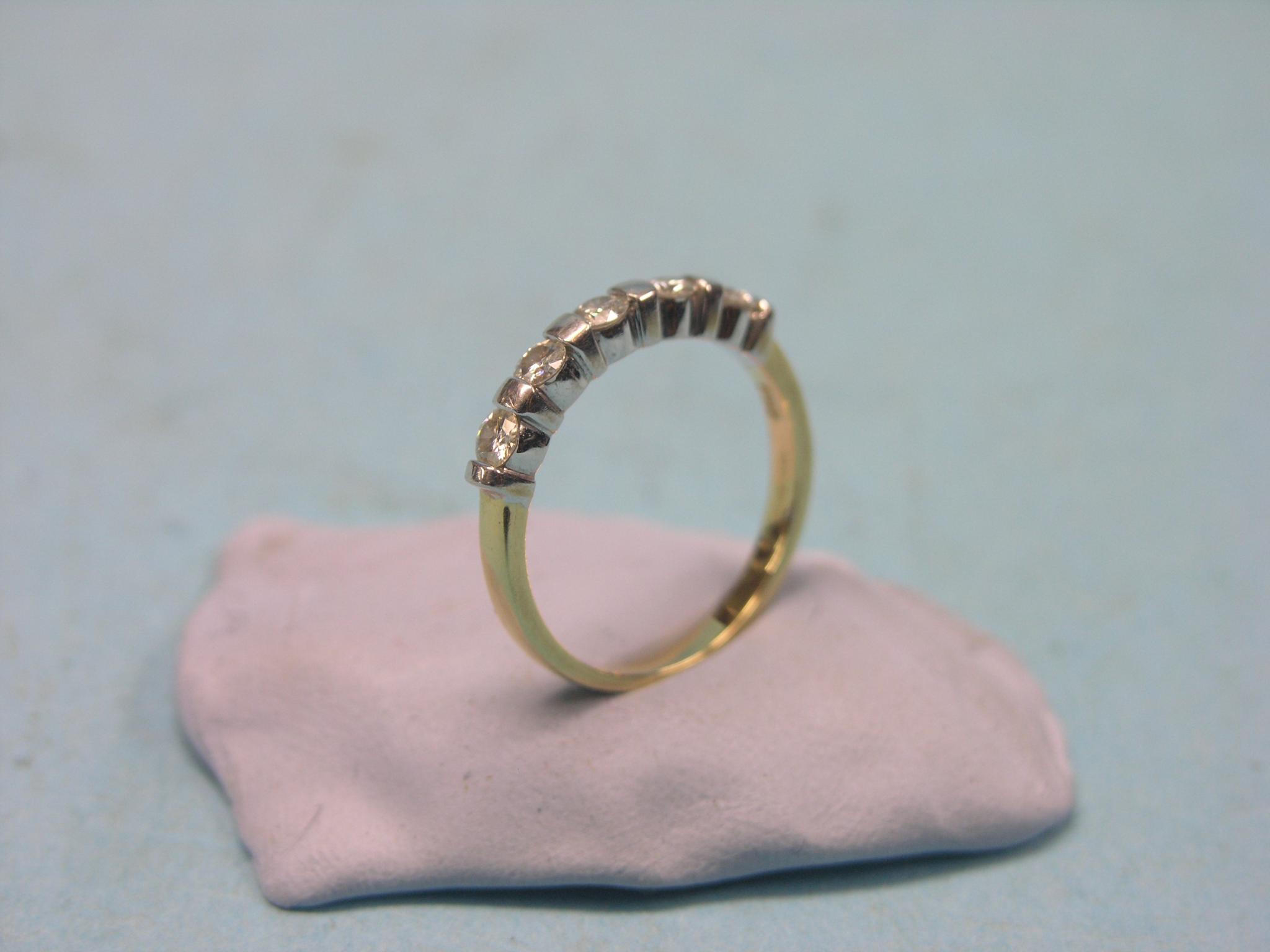 Appraisal: An modern ct gold and diamond half-hoop ring five small