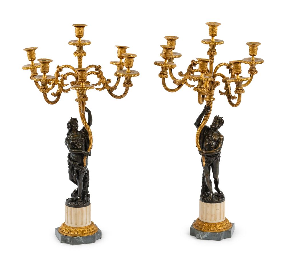 Appraisal: A Pair of Louis XVI Style Gilt and Patinated Bronze