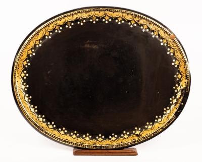 Appraisal: A th Century oval papier-m ch tray with gilded border