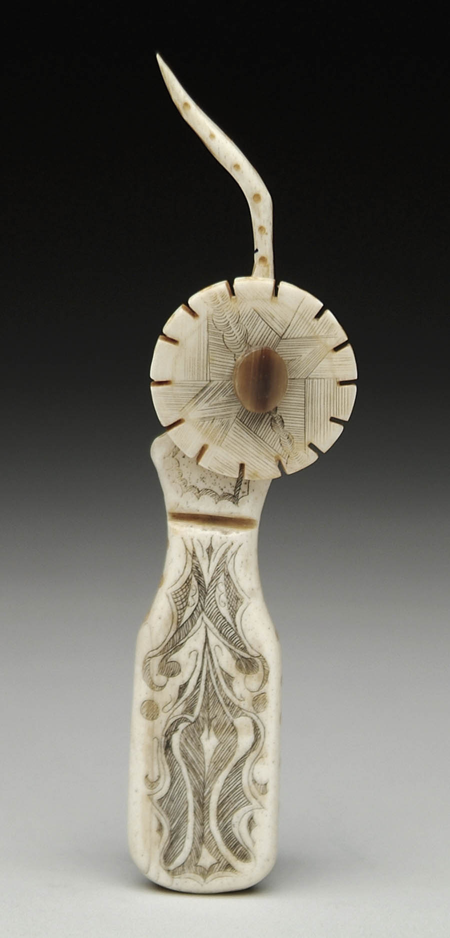 Appraisal: INTERESTING SCRIMSHAW DECORATED PIE CRIMPER FOR BY GRACE SEWELL Interesting