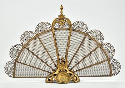 Appraisal: An American Empire Style Gilt Brass Fireplace Fan Gilt brass