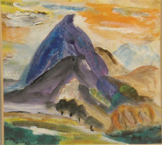 Appraisal: English School th century mountainous landscape indistinctly initialled gouache PROVENANCE