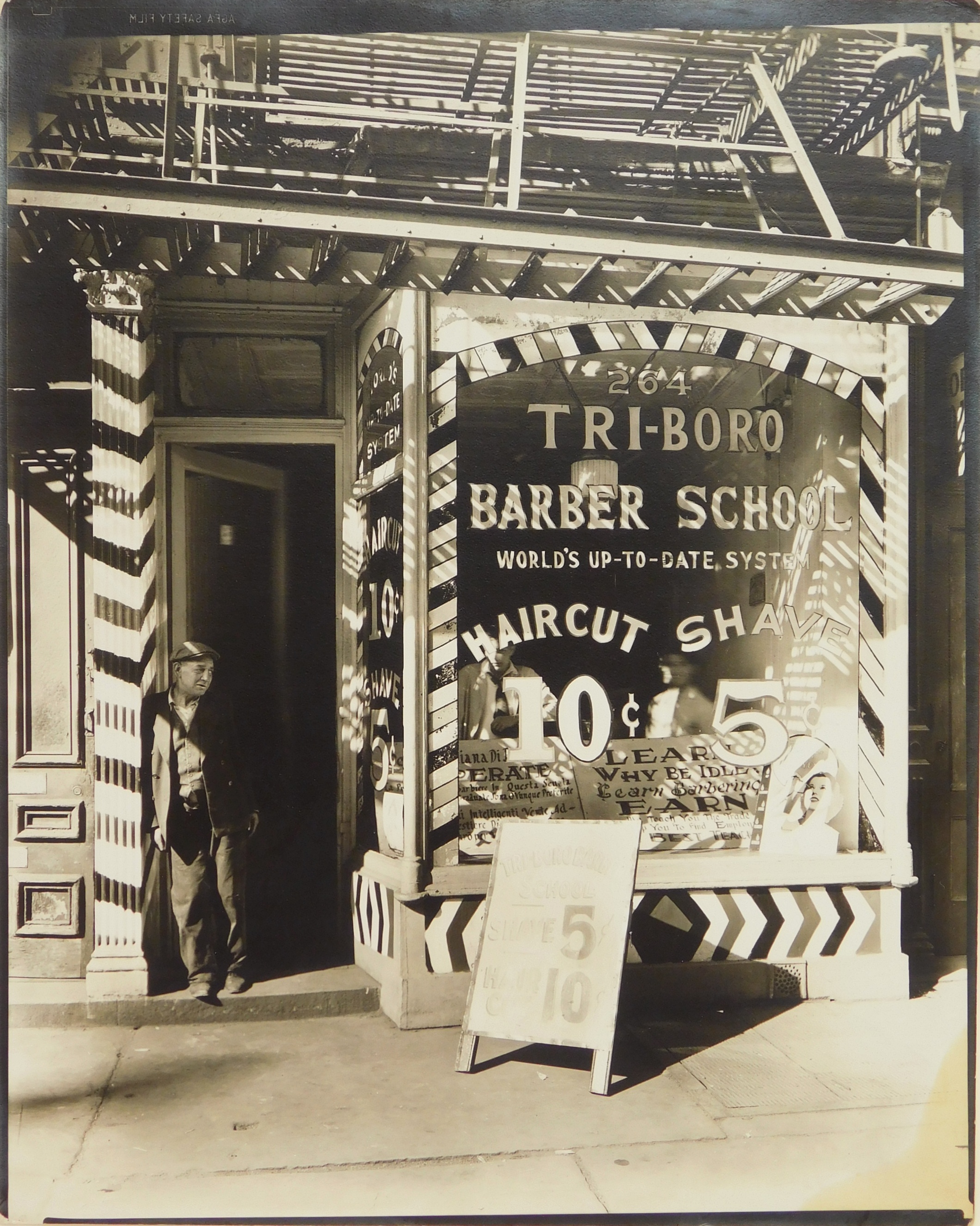 Appraisal: Berenice Abbott American - ''Tri-boro Barber School New York'' gelatin