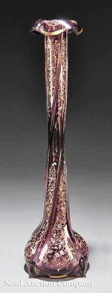 Appraisal: A Continental Enameled Amethyst Glass Vase late th early th