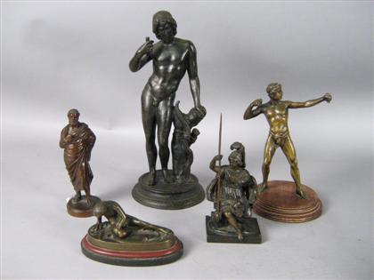 Appraisal: Five Continental bronze figures after the antique th th century