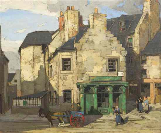 Appraisal: John Guthrie Spence Smith Scottish - Village Scene oil on