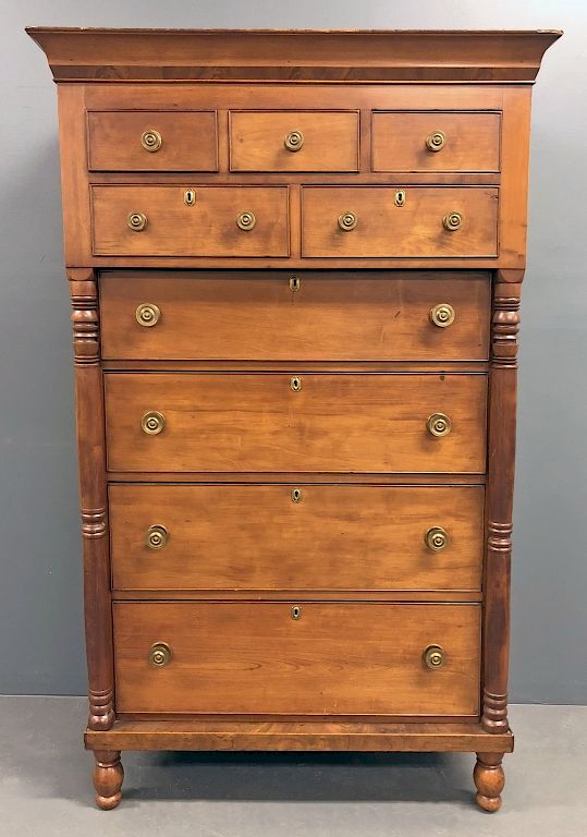 Appraisal: Late Sheraton Cherry Tall Chest Late Sheraton cherry tall chest