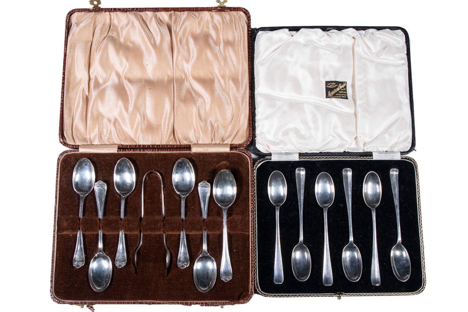 Appraisal: CASED SETS OF SILVER DEMITASSE SPOONS Two Sets of English