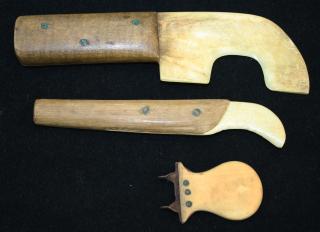 Appraisal: Inuit bone wood copper steel tools lengths -