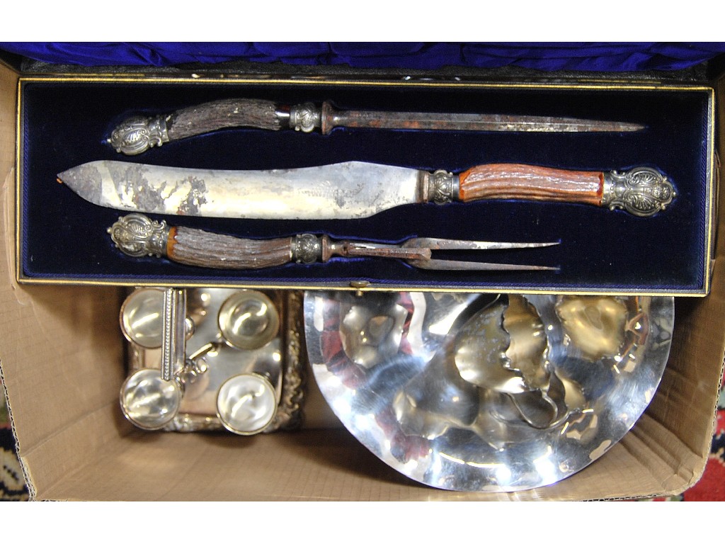 Appraisal: Box of mixed silver plate including two gadroon edge entree