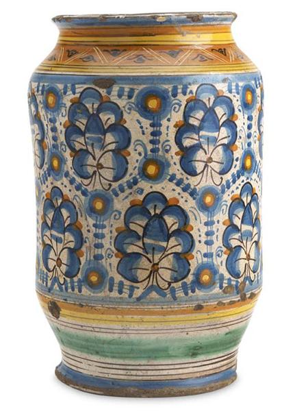 Appraisal: A large th century Montelupo maiolica albarello circa - of