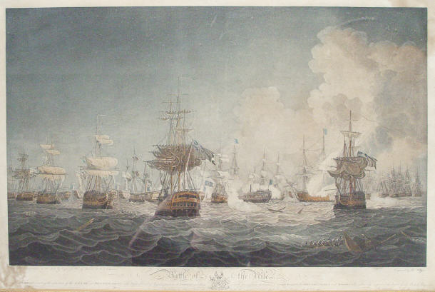 Appraisal: Three th Century coloured engravings of Lord Nelson naval battle