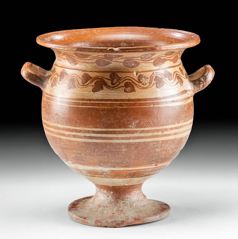 Appraisal: Daunian Bichrome Bell Krater w Vegetal Motif Magna Graecia Southern