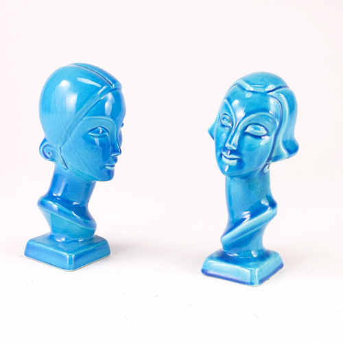 Appraisal: Pair of Deco-style AMACO American Art Clay Company busts of