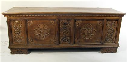 Appraisal: French carved walnut coffer th century