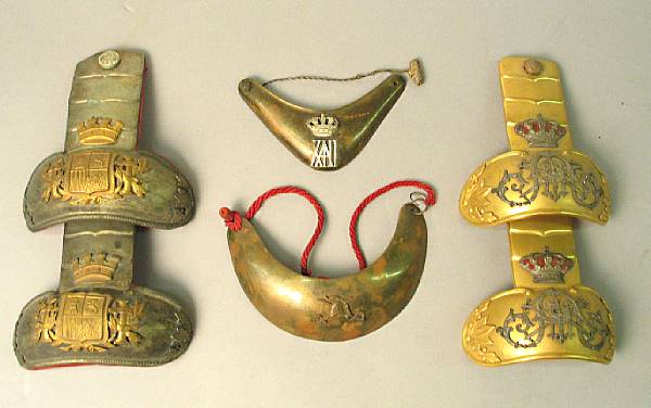 Appraisal: A lot of two pairs Spanish epaulets and two gorgets