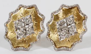 Appraisal: KT GOLD AND CT DIAMOND EARRINGS PAIR KT GOLD AND