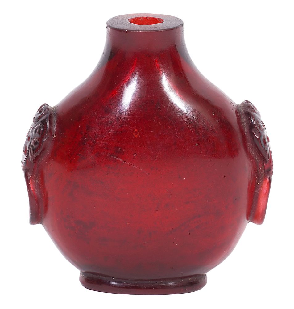 Appraisal: Rare Chinese Garnet Red Peking Glass Snuff Bottle Rare antique