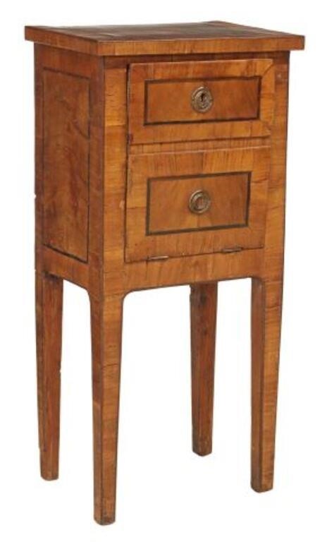 Appraisal: Italian burlwood nightstand th c banded case fall front panel