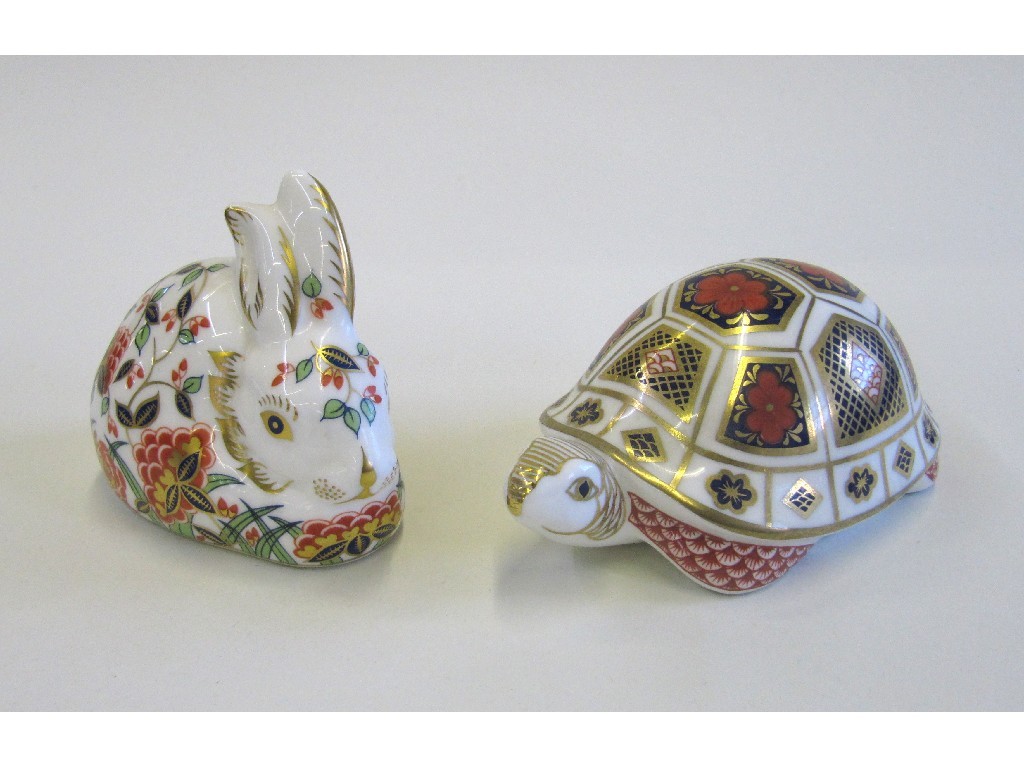 Appraisal: Two Royal Crown Derby paperweights Meadow Rabbit and Tortoise