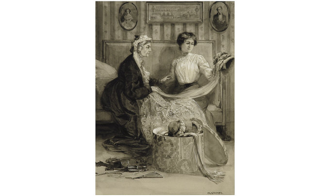 Appraisal: Percy Angelo Staynes Victorian mother and daughter Choices Monochrome watercolour