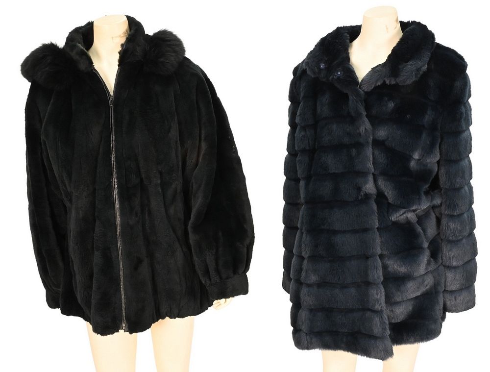 Appraisal: Two Piece Lot to include dark green sheared fur jacket