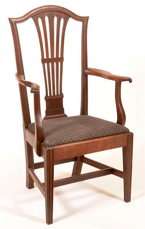 Appraisal: American Chippendale Walnut Armchair American Chippendale Walnut Armchair Arch crest