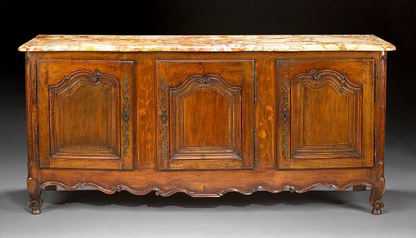 Appraisal: A Louis XV style inlaid walnut enfilade th century The