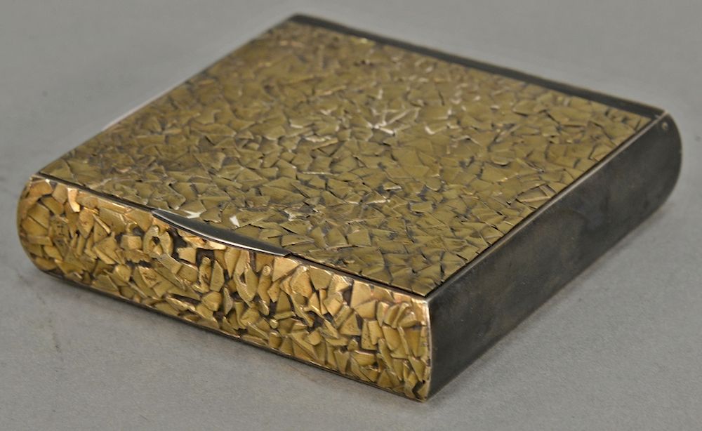 Appraisal: Silver and K gold hinged covered box mounted with gold