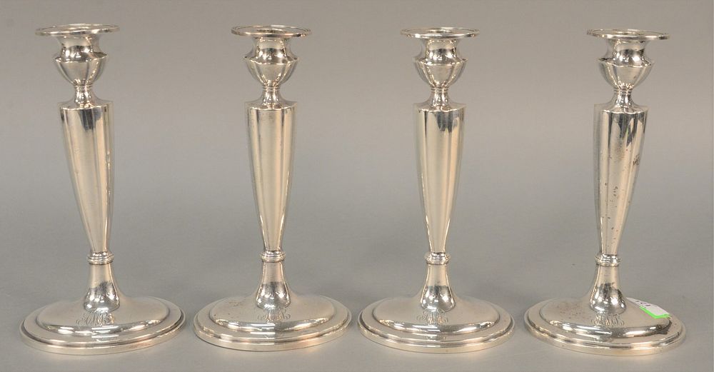 Appraisal: Set of four Gorham sterling silver candlesticks weighted ht in