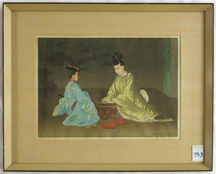 Appraisal: ELIZABETH KEITH WOODCUT Scotland Japan - Kongo in Okino Image