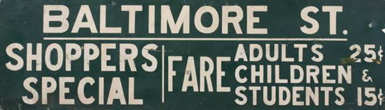 Appraisal: ELEVEN ADVERTISING SIGNS Painted metal Baltimore busstop sign Emerson Drug