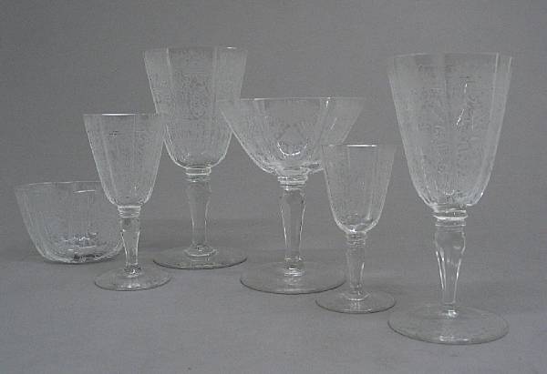 Appraisal: An Austrian engraved and monogrammed suite of stemware probably Lobmeyer