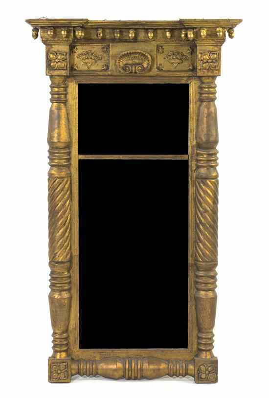 Appraisal: A Victorian Giltwood Pier Mirror having a molded block front