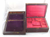 Appraisal: A rosewood jewellery box with m o p decoration containing