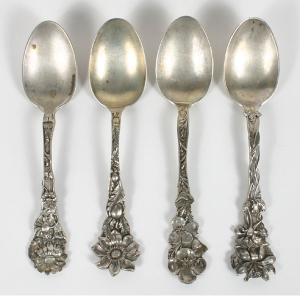 Appraisal: Lot of four Nouveau sterling spoons three Paye Baker Mfg