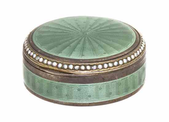 Appraisal: A German Silver and Guilloche Enameled Box of hinged circular