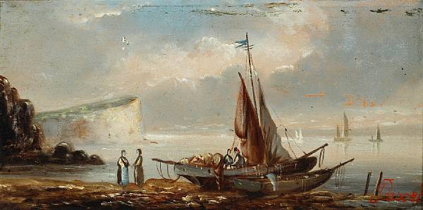 Appraisal: Continental School Shipping off shore also a companion painting a