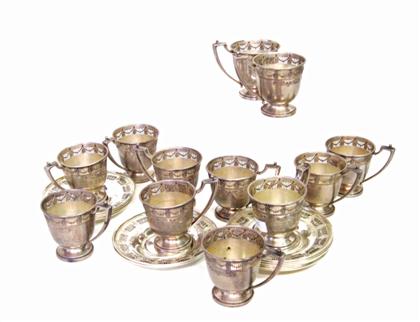 Appraisal: Twelve sterling silver demitasse cups and saucersfrank m whiting n