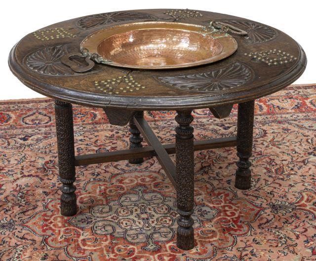 Appraisal: Continental oak brazier table late th c circular tabletop with