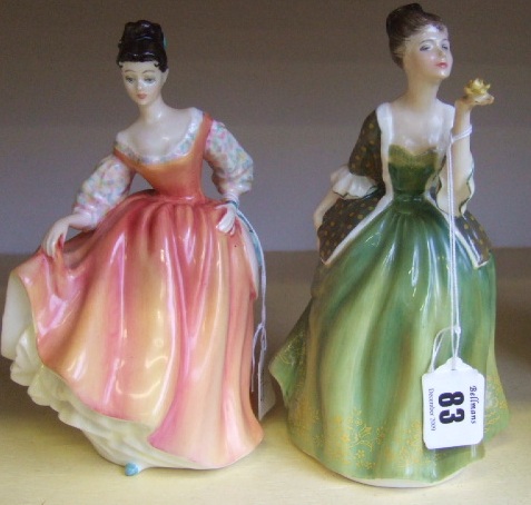 Appraisal: Two Royal Doulton figures Fair Lady coral pink H N