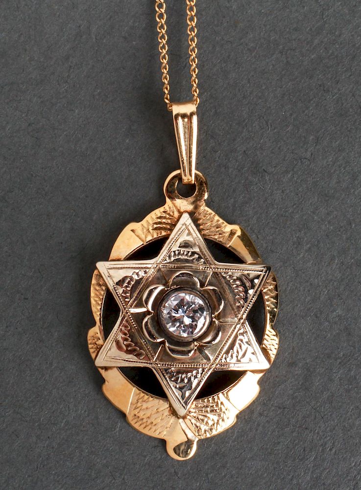 Appraisal: Judaica K Gold Diamond Star of David Necklace Judaica K