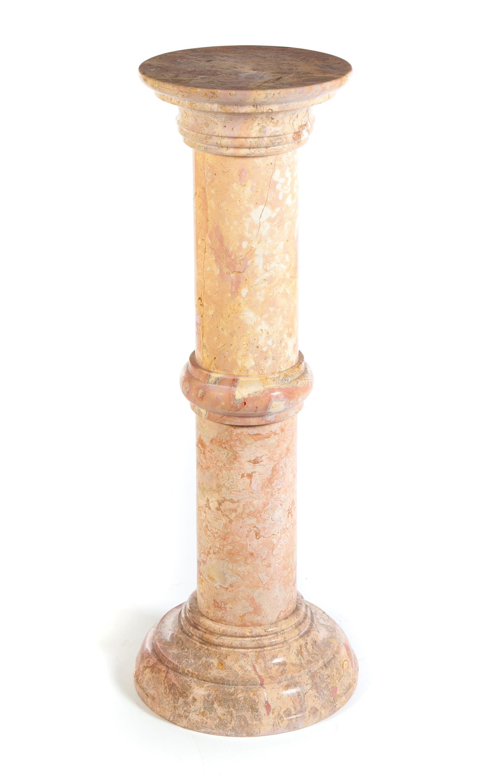 Appraisal: PINK MARBLE PEDESTAL European th century Nicely turned with bold