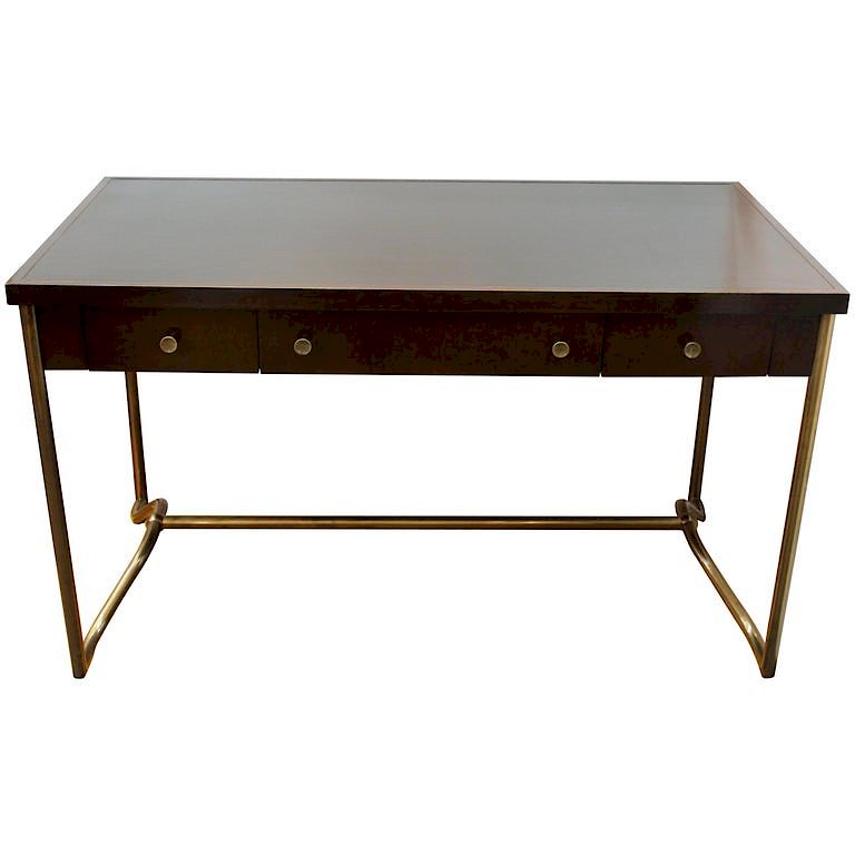 Appraisal: Baker Furniture Modern Desk w Leather Top Baker Furniture Modern