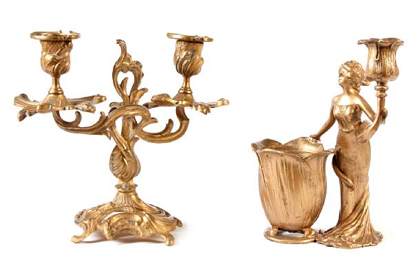 Appraisal: A Pair of Art Nouveau style gilt bronze two light