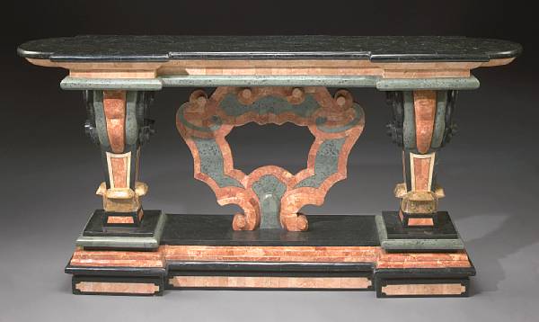 Appraisal: A Neoclassical style stone veneered console table modern The rectangular