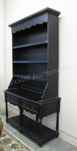 Appraisal: Vintage Welsh cupboard black paint with -drawers in base open